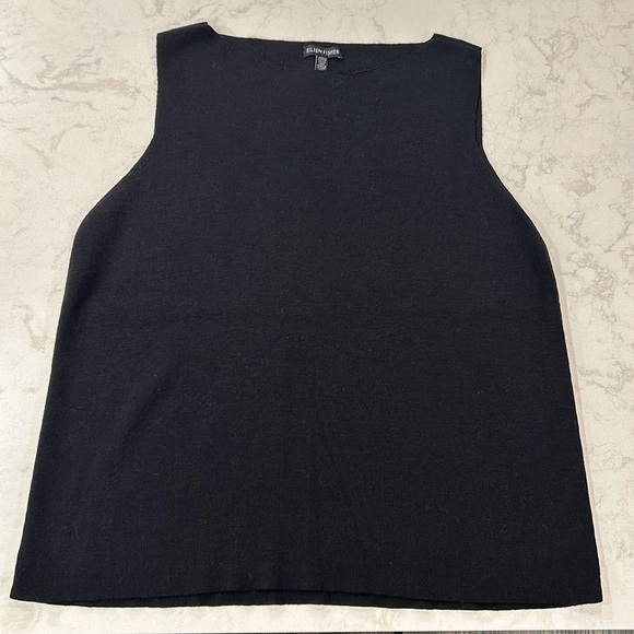 Eileen Fisher Washable Wool Crepe Pullover 100% Wool Black XL - Picture 1 of 9